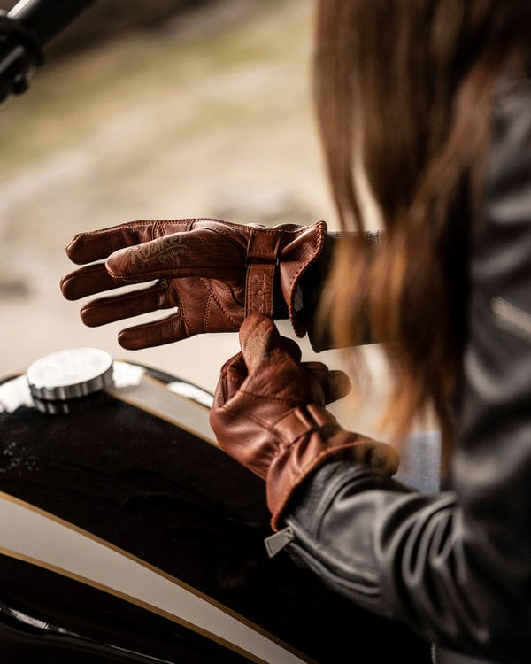 Rokker Rokker ROKKER TATTOO BIRD LADY COGNAC MOTORCYCLE GLOVES