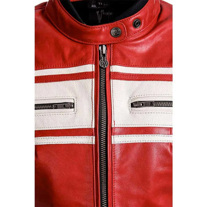 SEGURA 🇫🇷 JONES WOMENS LEATHER JACKET IN RED/TAN