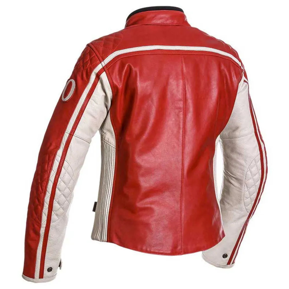 SEGURA 🇫🇷 JONES WOMENS LEATHER JACKET IN RED/TAN