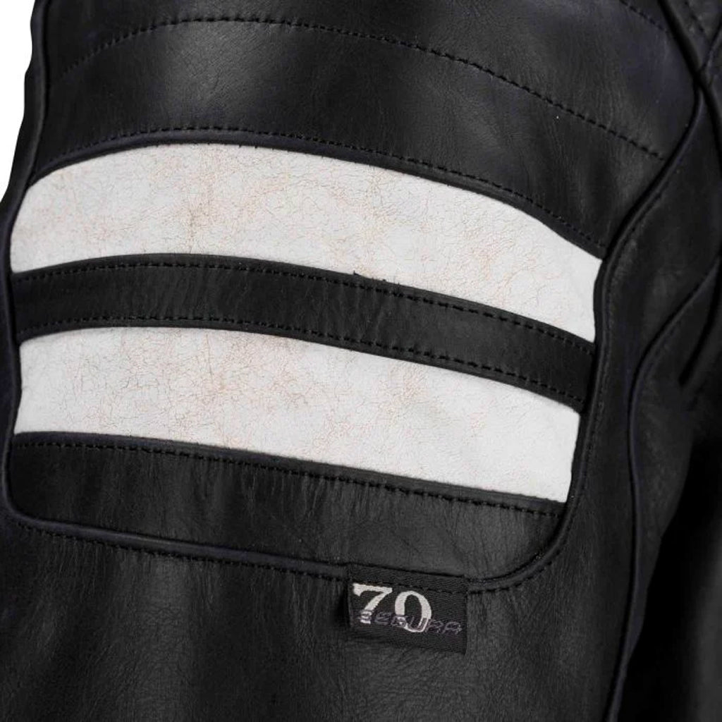 SEGURA 🇫🇷 WOMENS STRIPE BLACK/WHITE MOTORCYCLE LEATHER JACKET