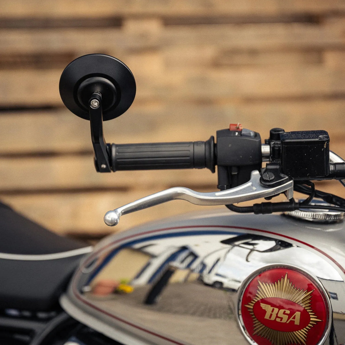 TEC Bike Parts Hard Parts TEC Clamp-On CNC Round Bar End Mirrors for BSA Gold Star 650
