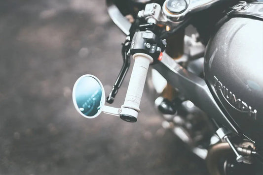 TEC Bike Parts Hard Parts TEC Silver clamp-on CNC round bar end mirrors for Royal Enfield Meteor 350 / Classic / Hunter +  Bear  / Super Meteor /  Shotgun 650 (Copy)